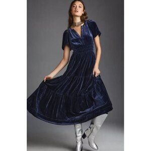 Anthropologie The Somerset Max Navy Dress Velvet Edition Size XXS NWT $180